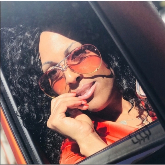 Miz Le Porsche Oversized Aviator Sunnies Clear Peach or Blue Tinted Sunglasses - Picture 7 of 16